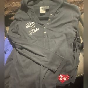 Black Long Sleeve Harley Davidson, thermal with flocked details